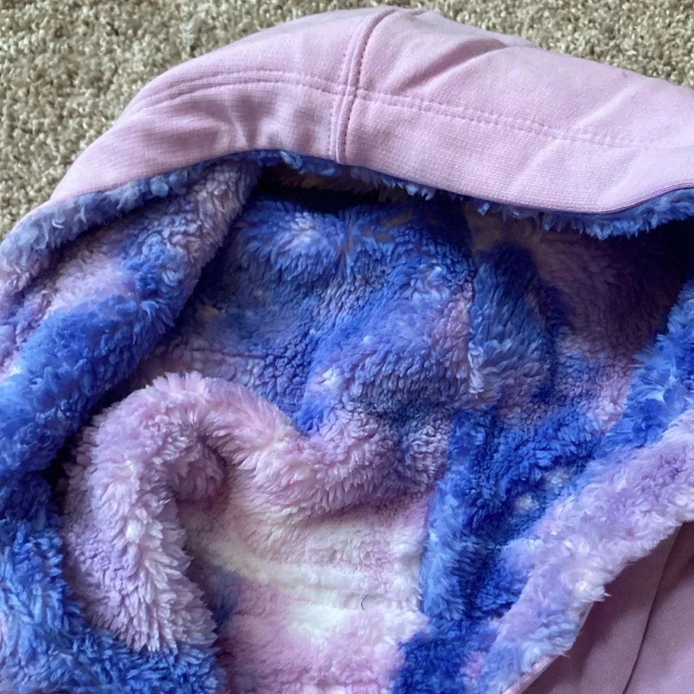 Lands' End Pink and Blue Hoodie Sweatshirt REVERSIBLE NWT Girls XL Womens Small - Picture 3 of 5